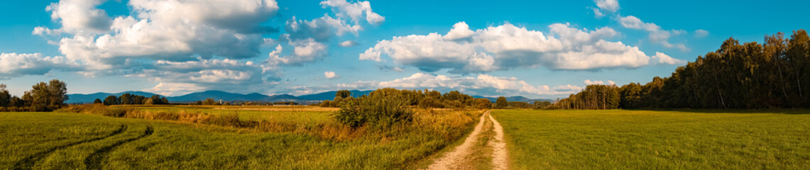 High resolution stitched panorama of a beautiful summer view near Plattling, Bavaria, Germany