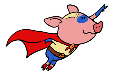 Superhero piggy flying stock illustration