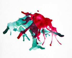 Colorful watercolor splashes on the white background