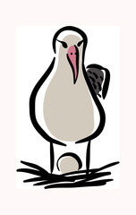 Albatross bird stock illustration with egg