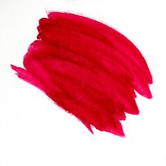 Red watercolor brush stroke on white background