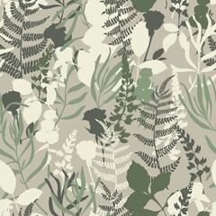 Camouflage floral green. Vector seamless pattern for fabric.