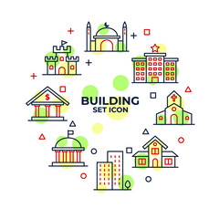 Building web icon set. Simple Building icons collection vector illustration.