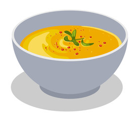 Carrot soup on white background. stock illustration