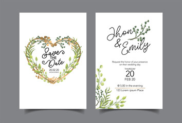 Wedding invitation cards, save the date, thank you, rsvp template. Vector. White and gold line.