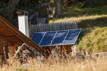 Rural scene from a refuge with photovoltaic panels