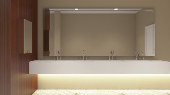 Contemporary interior of public toilet. 3D rendering.