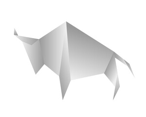 angry bull origami stylized triangle polygonal model.