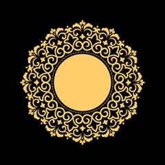 Decorative frame Elegant vector element for design in Eastern style, place for text. Floral golden border. Lace illustration for invitations and greeting cards.
