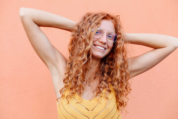 Obraz premium Candid portrait of authentic red hair woman. 