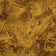 Gold ink and watercolor texture on white paper background. Paint leaks and decalcomania effects. Hand-painted gouache abstract image. Mess on the canvas.