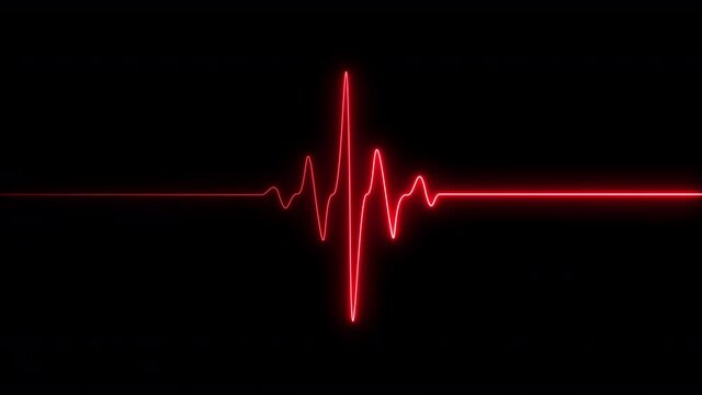 Red colorful heartbeat rate and pulse on black screen, seamless and loop motion animate footage