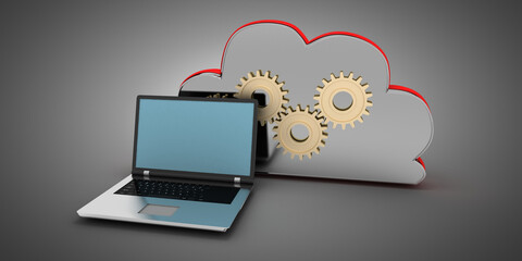 3d clouds computing concept . cloud and computer .3d illustration