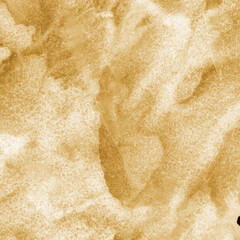 Gold ink and watercolor texture on white paper background. Paint leaks and decalcomania effects. Hand-painted gouache abstract image. Mess on the canvas.