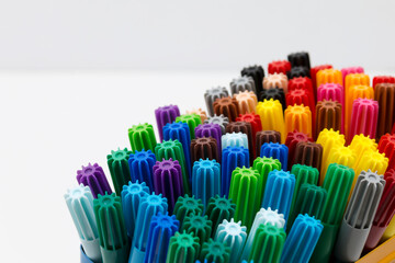 Multicolored Felt-Tip Pens isolated on a white background