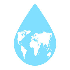 Obraz premium World water day. Blue drop and world map. Save water concept. Protection planet earth. Save planet environmental disaster. Vector illustration
