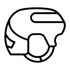 Side view of Helment Concept, Head Protection Gear Vector line Icon Design, Ice hockey Symbol on white background, contact team game Sign, Winter Sport equipment Stock,