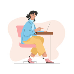 Fototapeta premium Woman working on laptop in office or at home