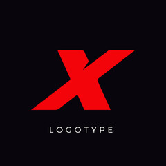 Obraz premium Speed letter X. Red race monogram logo. Italic bold racing style vector latin character. Letter for branding. Typeset design.