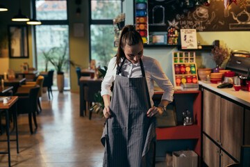 worker preparing work work in cafeteria