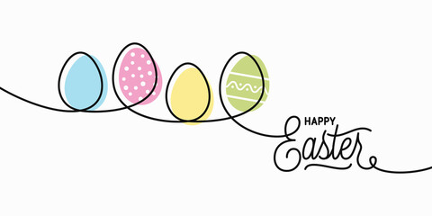 Happy Easter card. Easter banner on white