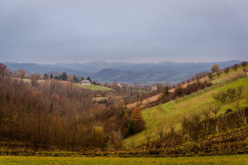 Landscape with rolling hills of Zagorje, Northern Croatia