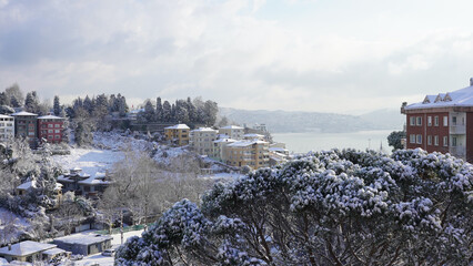 Snowy winter day in Tarabya İstanbul