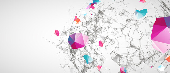 Abstract geometric 3d sphere/half-sphere made of points and lines. Futuristic art technology style. © Alex