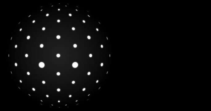 Brighten dotted sphere on the black background.
