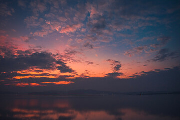 sunset over the lake