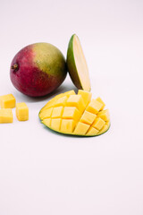 Ripe mango on a white background.