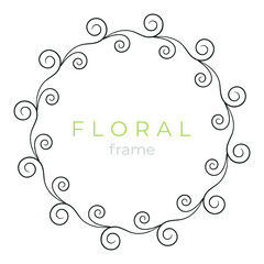 Decorative frame Elegant element for design in Eastern style, place for text. Floral black border. Lace illustration for invitations and greeting cards. Isolated on white.