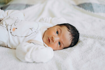 Portrait of a newborn baby boy in his first day of life