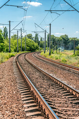 Summer Seasonal Rural Landscape and Suburban Railway