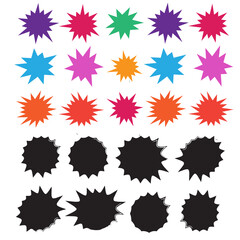 Starburst speech bubbles set. Bursting icon. Starburst isolated icons set