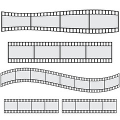 Cinema film strip roll 35mm blank slide frame vector set. Frame picture photography and cinema film strip frame illustration