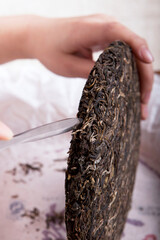Professional cutting Pu'er tea