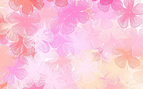 Light Pink, Yellow vector natural artwork with flowers