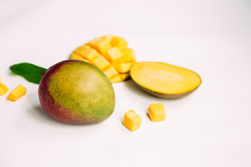 Ripe mango on a white background.