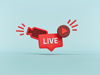 Live streaming Social media minimal icon. 3d rendering