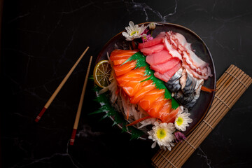 japanese food set of sashimi raw fish