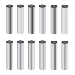 Chrome metal polished gradients. Pipe vector set