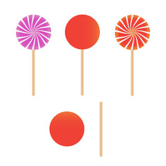 Candy lollipops vector. Sweet sugar candy stick