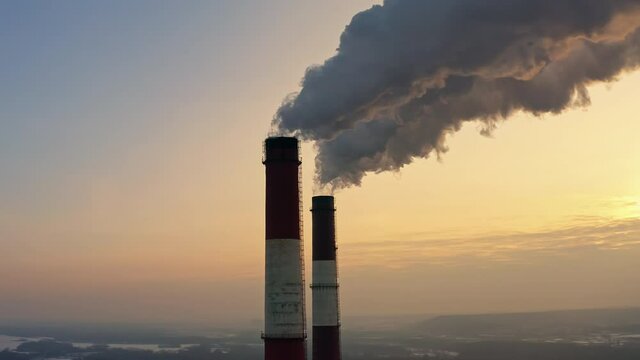 Industrial nature sunset danger ecology winter smog sky
