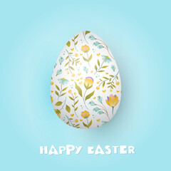 Easter greeting card with decorative egg and hand lettering