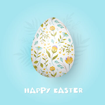 Greeting card with decorative egg and hand lettering