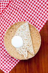 Pancake with  sour cream during Shrovetide