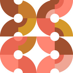 Geometric vector seamless pattern in retro style . Modern background with circles and semicircles inspired by midcentury design.