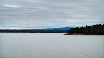 Lake Wister State Park in eastern Oklahoma, lake and shoreline