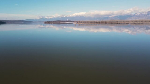 Aerial view of Koprinka Reservoir, Stara Zagora Region, Bulgaria